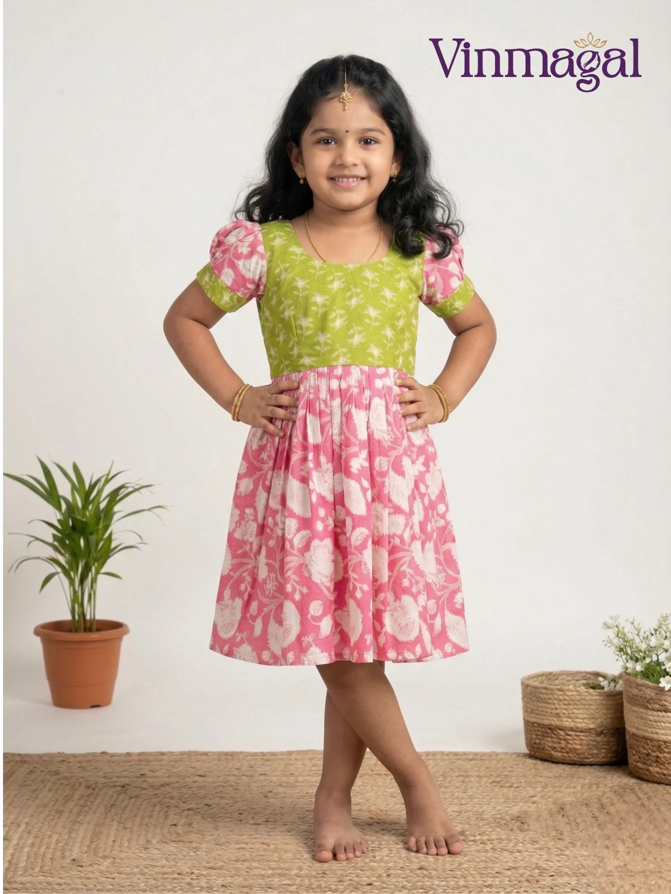 baby pink cotton frock for kids soft comfortable daily wear casual dress