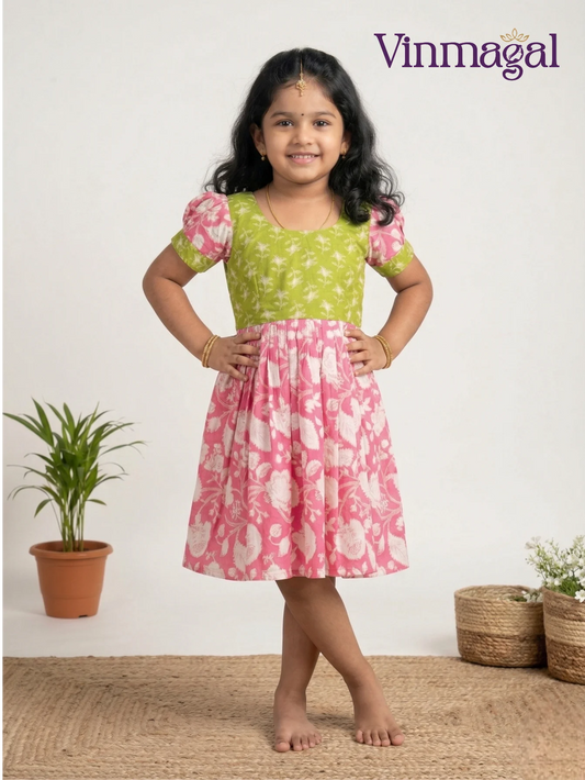 baby pink cotton frock for kids soft comfortable daily wear casual dress