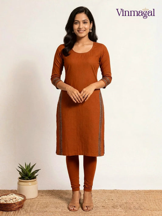 brown chettinad cotton kurti for women soft breathable traditional wear