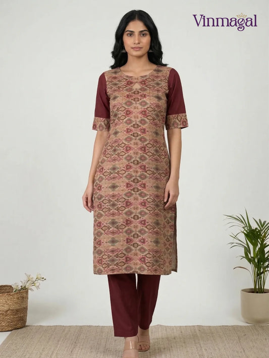 brown tissue silk kurti for women elegant festive wear with lining