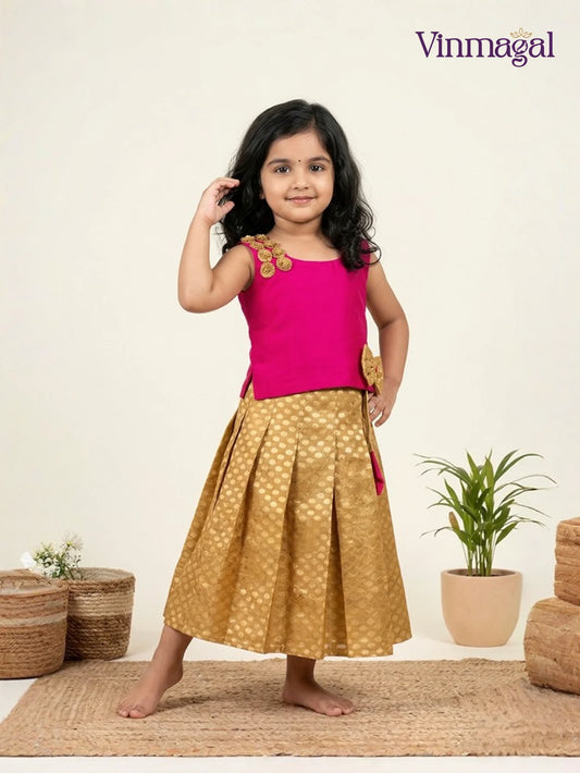 cream pink kids langa set for girls traditional skirt blouse