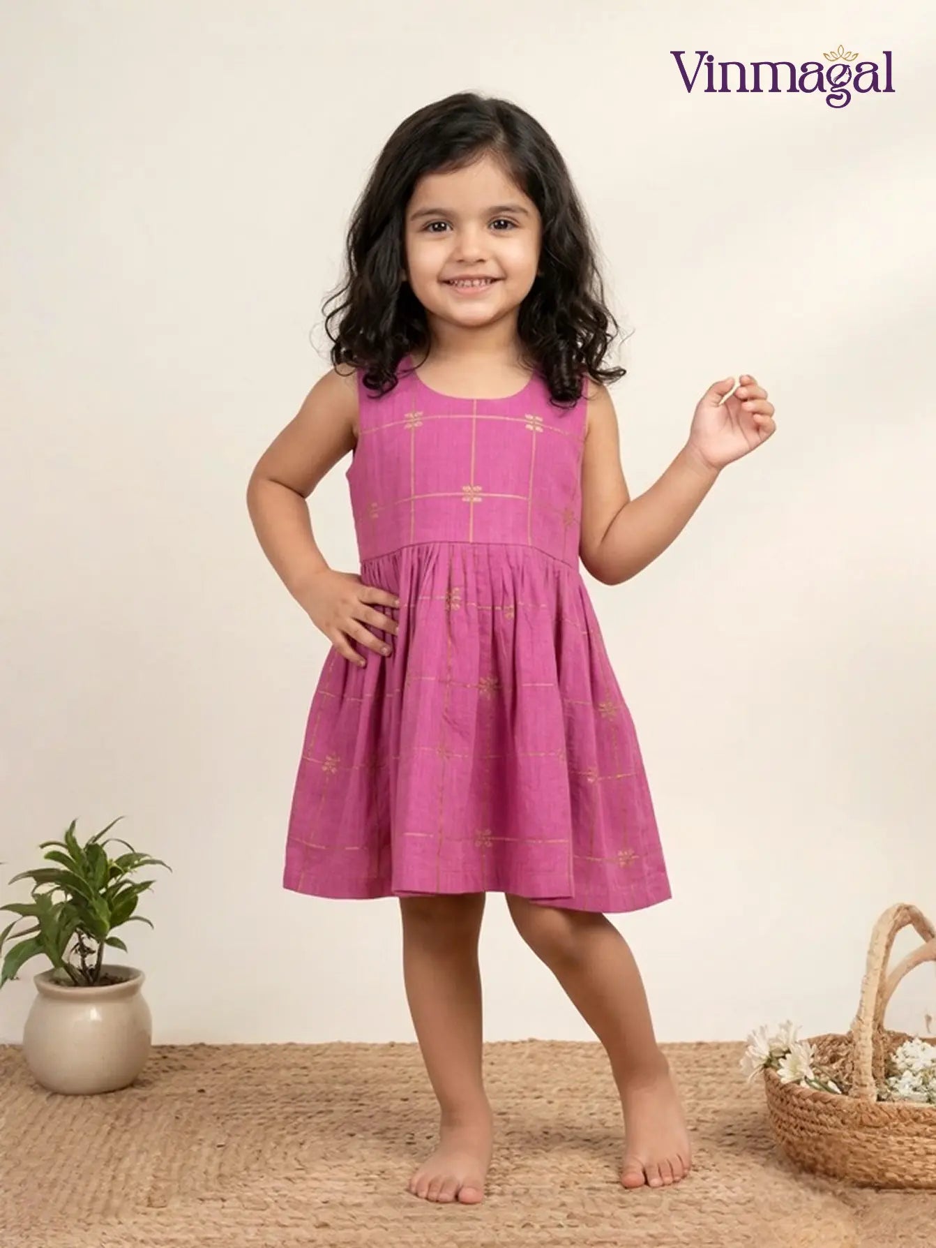 Baby Pink Raw Silk Frock – Traditional Festive & Party Wear for Girls