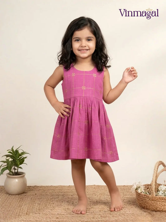 Baby Pink Raw Silk Frock – Traditional Festive & Party Wear for Girls
