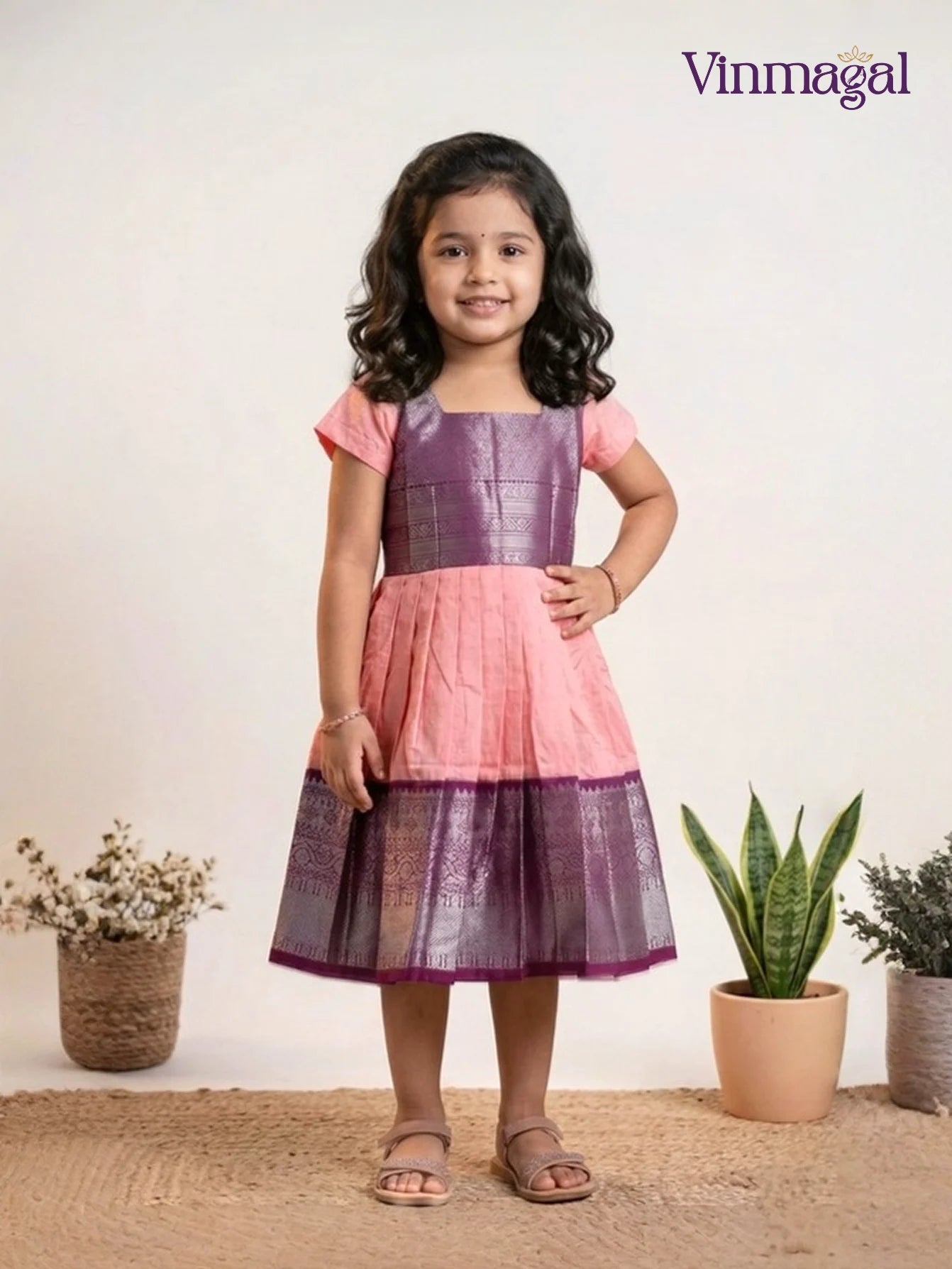 light pink magenta silk frock for girls soft silk traditional party wear