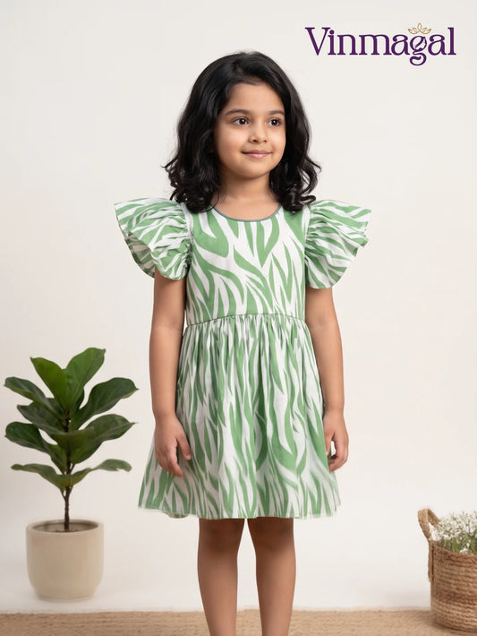 pastel green georgette frock for girls party wear dress