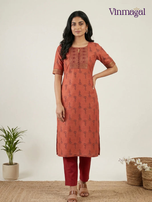 pink pure printed cotton kurti for women comfortable daily wear with lining