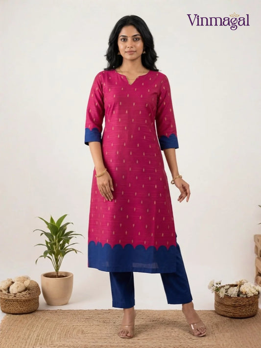rani pink handloom raw silk kurti for women with lining festive wear