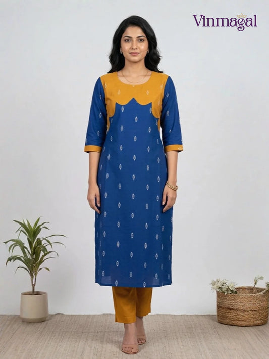 royal blue pure raw silk kurti for women with lining festive wear