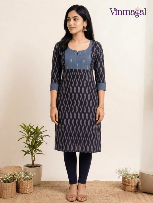 violet ikkat cotton kurti for women soft breathable traditional wear