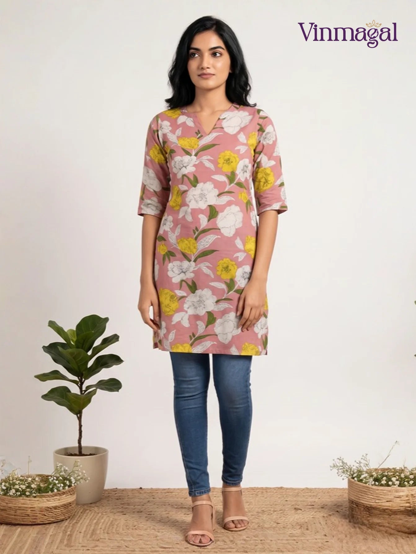 baby pink soft cotton kurti for women designed for everyday comfort wear