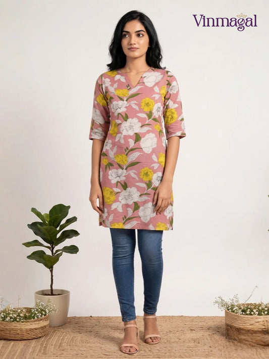 baby pink soft cotton kurti for women designed for everyday comfort wear