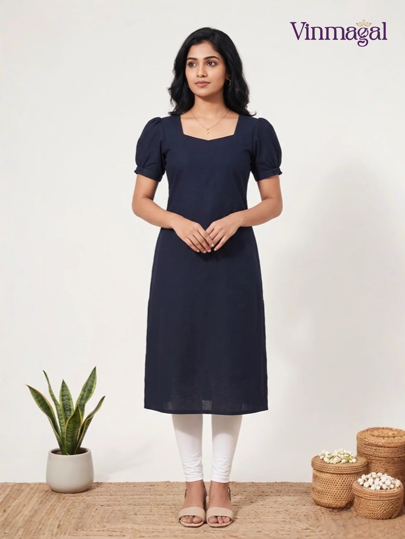 black hakoba embroidered cotton kurti for women with traditional design