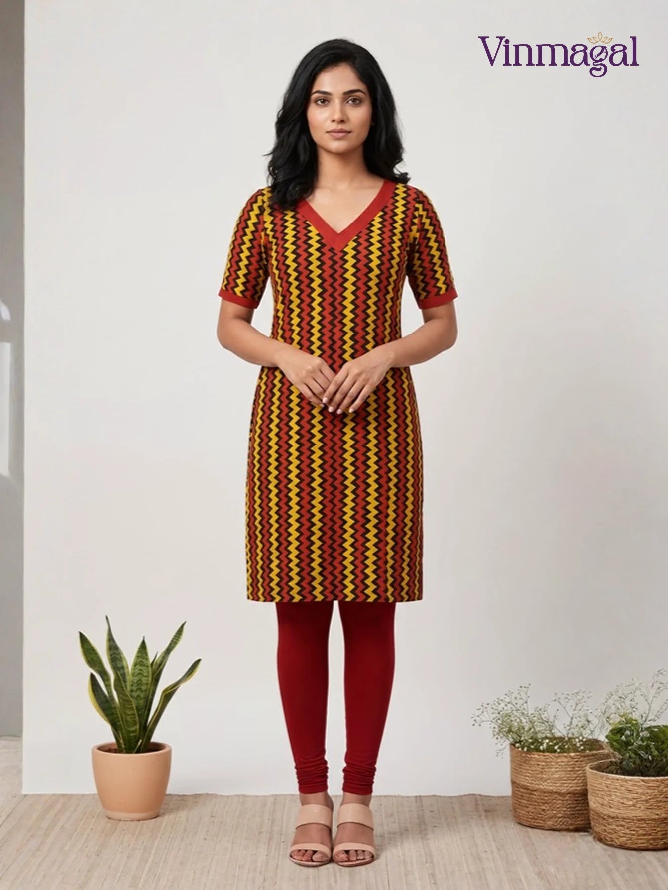 burgundy soft cotton kurti for women in comfortable traditional style