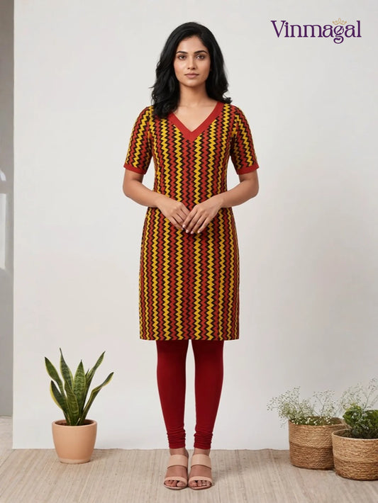 burgundy soft cotton kurti for women in comfortable traditional style