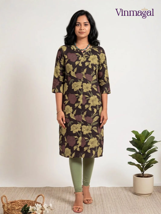 burgundy soft cotton kurti for women in comfortable traditional style