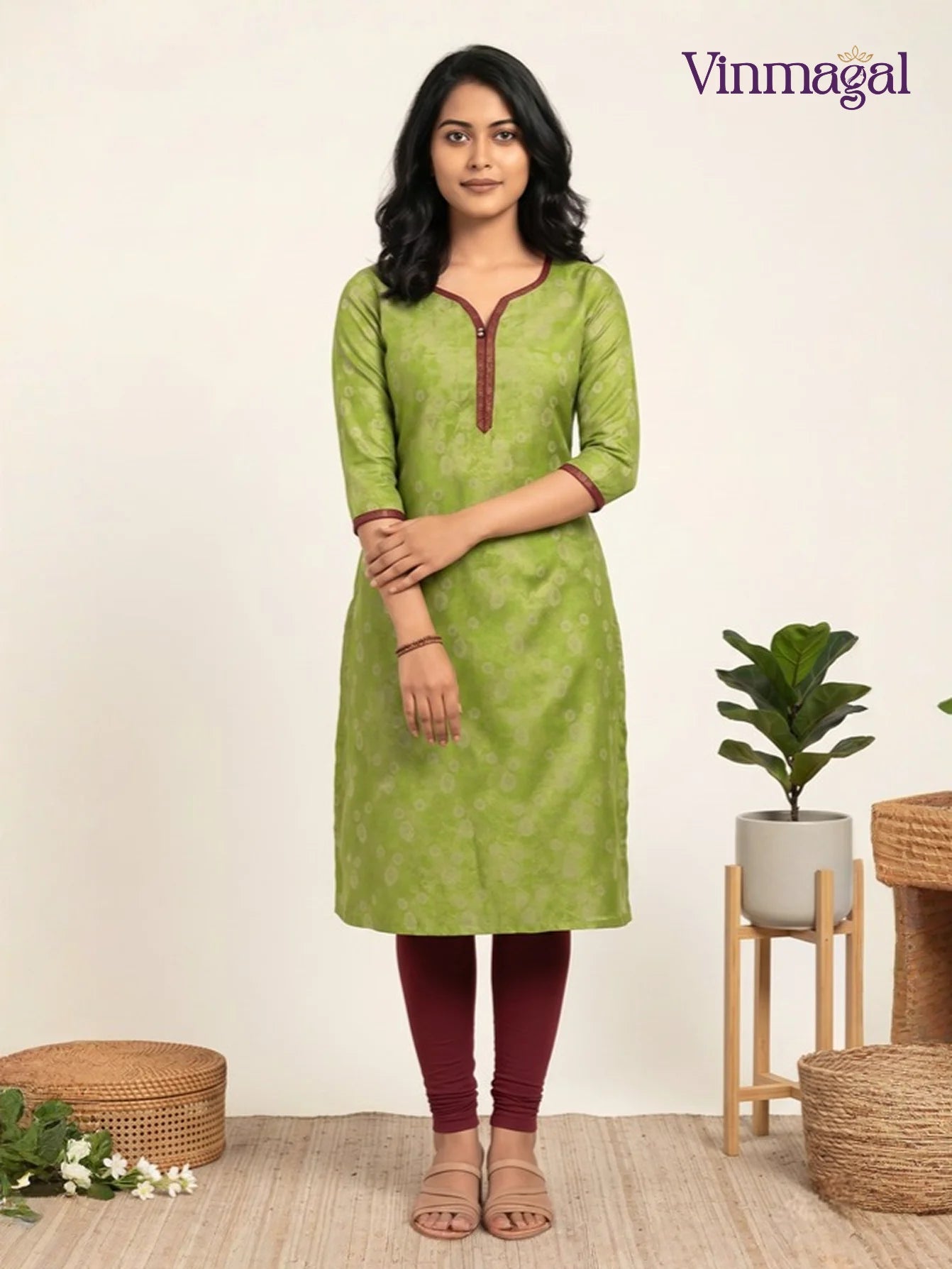 pastel green kurti for women in soft cotton traditional style